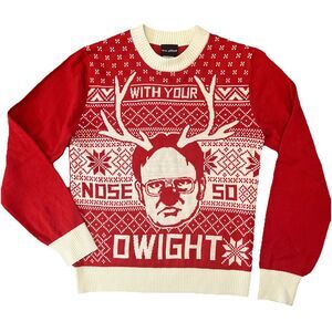 The Office Red Ugly Christmas Sweater With Your Nose So Dwight Adult S Red